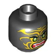 Minifig Head Scout / Swordsman, Green Eyes and Yellow Face Markings Print