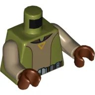 Torso Open Shirt with Utility Belt, Yellow Triangle and Buckle Print (Kanan Jarrus), Dark Tan Arms, Reddish Brown Hands