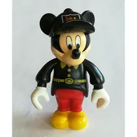 Mickey Mouse Figure with Red Pants, Black Fireman Uniform, Black Cap