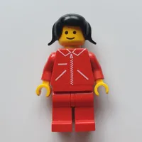 Woman, Red Jacket with Zipper and Pockets, Red Legs, Black Hair