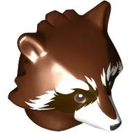 Minifig Head Special, Raccoon, Dark Brown and White Fur Print (Rocket)