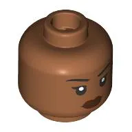 Minifig Head Ramirez, Black Eyebrows, Reddish Brown Lips, Neutral Stare