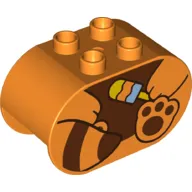 Duplo Brick 2 x 4 x 2 Rounded Ends with Red Panda Body and Popsicle Print
