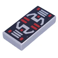 Tile 1 x 2 with Black Panel, Light Bluish Grey/Red Controls print