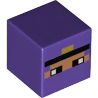 Minifig Head Special, Cube with Pixelated Partly Covered Nougat Face, Black Band Print