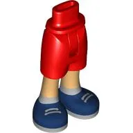 Minidoll Hips and Mid-Length Shorts with Warm Tan Legs, Dark Blue Shoes, Light Bluish Grey Laces, Socks print