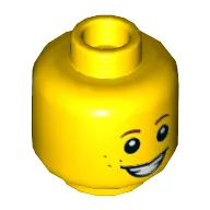 Minifig Head, Brown Eyebrows, Freckles, Smile Open Mouth / Scared Crooked Mouth