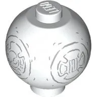 Brick Round 2 x 2 Sphere with Stud with Dark Bluish Grey BB-8 Droid Snowman Print