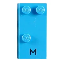 Braille Brick 2 x 4 with 3 Studs ⠍ and 'M' Print