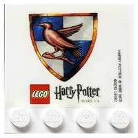 Plates Special 4 x 4 with Studs on One Edge and 'LEGO Harry Potter Years 1 - 4' with Ravenclaw Crest Print (Sticker)