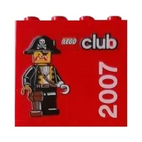 Brick 2 x 4 x 3 with 'LEGO club 2007' Print