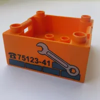Duplo Container Box 4 x 4 with Studs on Corners with Wrench and Repair Phone Number Print
