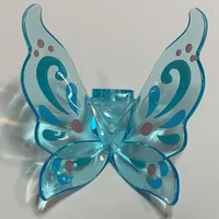 Minifig Neckwear Wings Fairy Curvy with Medium Azure/Dark Turquoise/Dark Pink Decorations print