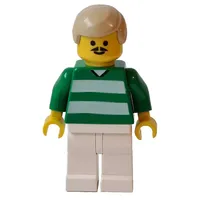 Soccer Player Green Torso, White Legs, Tan Hair, Mustache, #9