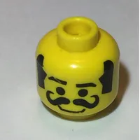 Minifig Head, Moustache Curly Thick, Thick Sideburns, Smile Print [Blocked Open Stud]