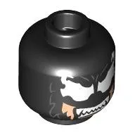 Minifig Head Wolverine, Venomized, White Spider Eyes, Sharp Teeth / Light Nougat Face, Black Eyebrows, Stubbles