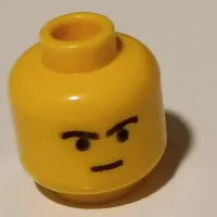 Minifig Head Boba Fett, Straight Small Smile and Black Curved Eyebrows Print