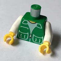 Torso Vest with Patch Pockets over White Shirt Print, White Arms, Yellow Hands