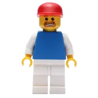 Man - Blue Torso, White Arms, White Legs, Red Cap