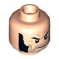 Minifig Head Wolverine, Bushy Eyebrows, Long Thick Sideburns, Frown / Goggles, Angry Print