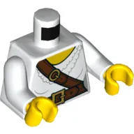 Torso Tunic with Reddish Brown Shoulder Strap and Belt Print, White Arms, Yellow Hands