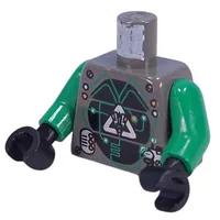 Torso Insectoids Silver Logo on Black Panels, 2 Silver Panels Print, Green Arms, Black Hands