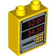 Duplo Brick 1 x 2 x 2 with Keypad, Red '52.00' and '34.50' on Silver Background Print