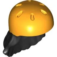 Hair and Helmet, Long with Bright Light Orange Helmet Pattern