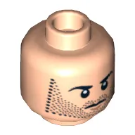 Minifig Head Kili the Dwarf, Dual Sided, Beard Stubble, Calm / Battle Rage Print [Hollow Stud]