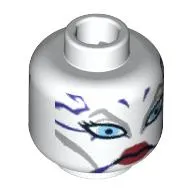 Minifig Head Asajj Ventress, Blue Eyes, Red Lips and Dark Purple Markings Print