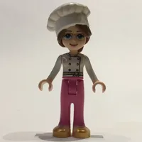 Lillie - White Jacket, Dark Pink Trousers, Chef's Hat
