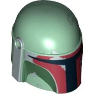 Helmet Mandalorian with Holes, Weathered Dark Red, Dark Green and Silver Print