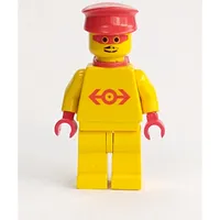 Train Employee - Yellow Torso, Yellow Legs, Red Hat, Red Mask, Red Cape