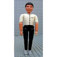 Belville Figure Articulated Elbows, Male, Black Hair, Black Pants, White Shirt