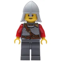 Knight, Armor with Straps, Light Bluish Gray Helmet, Reddish Brown Eyebrows