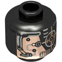 Minifig Head Droid, Copper Skin and Silver Eyepiece Print [Blocked Open Stud]