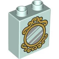 Duplo Brick 1 x 2 x 2 with Mirror print