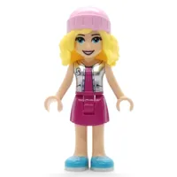 Stephanie - Silver Top, Magenta Skirt, Bright Pink Hat