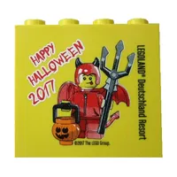 Brick 2 x 4 x 3 with 'LEGOLAND Deutschland Resort HAPPY HALLOWEEN 2017' Print