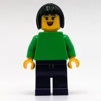 Sofie - Bright Green Torso, Dark Purple Legs, Black Hair