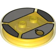 Function Brick Round 4 x 4 x 2/3 with 2 Studs and Gold Amulet on Tan Background print