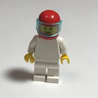 Man, Plain White, Red Helmet with Visor
