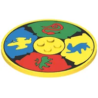 Plate Special Round 8 x 8 with 2 x 2 Center Studs with Snake, Lion, Bird, and Badger (Sorting Hat) Print