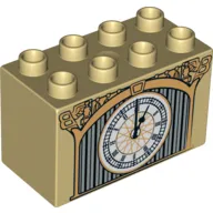 Duplo Brick 2 x 4 x 2 with Clock with Roman Numerals Print (Big Ben)