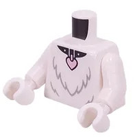 Torso, Fur, Bright Pink Heart Pendant print, White Arms and Hands