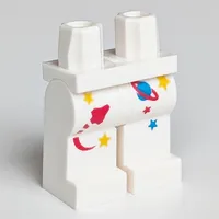 Hips and White Legs, Yellow, Red and Blue Stars and Space Logo Print