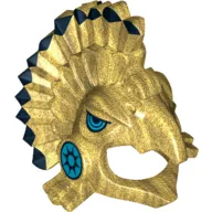 Headdress Aztec Quetzal with Black Feather Tips and Medium Azure Eyes and Cheeks Print