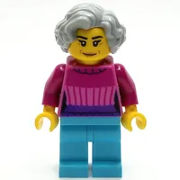 Woman, Dark Pink Top, Medium Azure Legs, Light Bluish Gray Hair