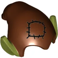 Hat Drooping with Pointy Ears with Reddish Brown Top and Patch Print