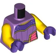 Torso Vest, Coral Side Panels, Dark Purple Shoulder Panels Print, Yellow Arms, Dark Purple Hands